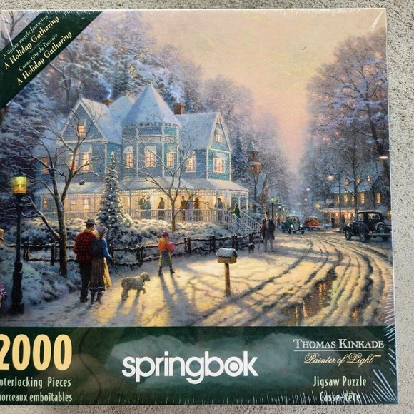Springbok Other - Springbok Thomas Kinkade A Holiday Gathering 2000 Piece Jigsaw Puzzle Y2K NEW